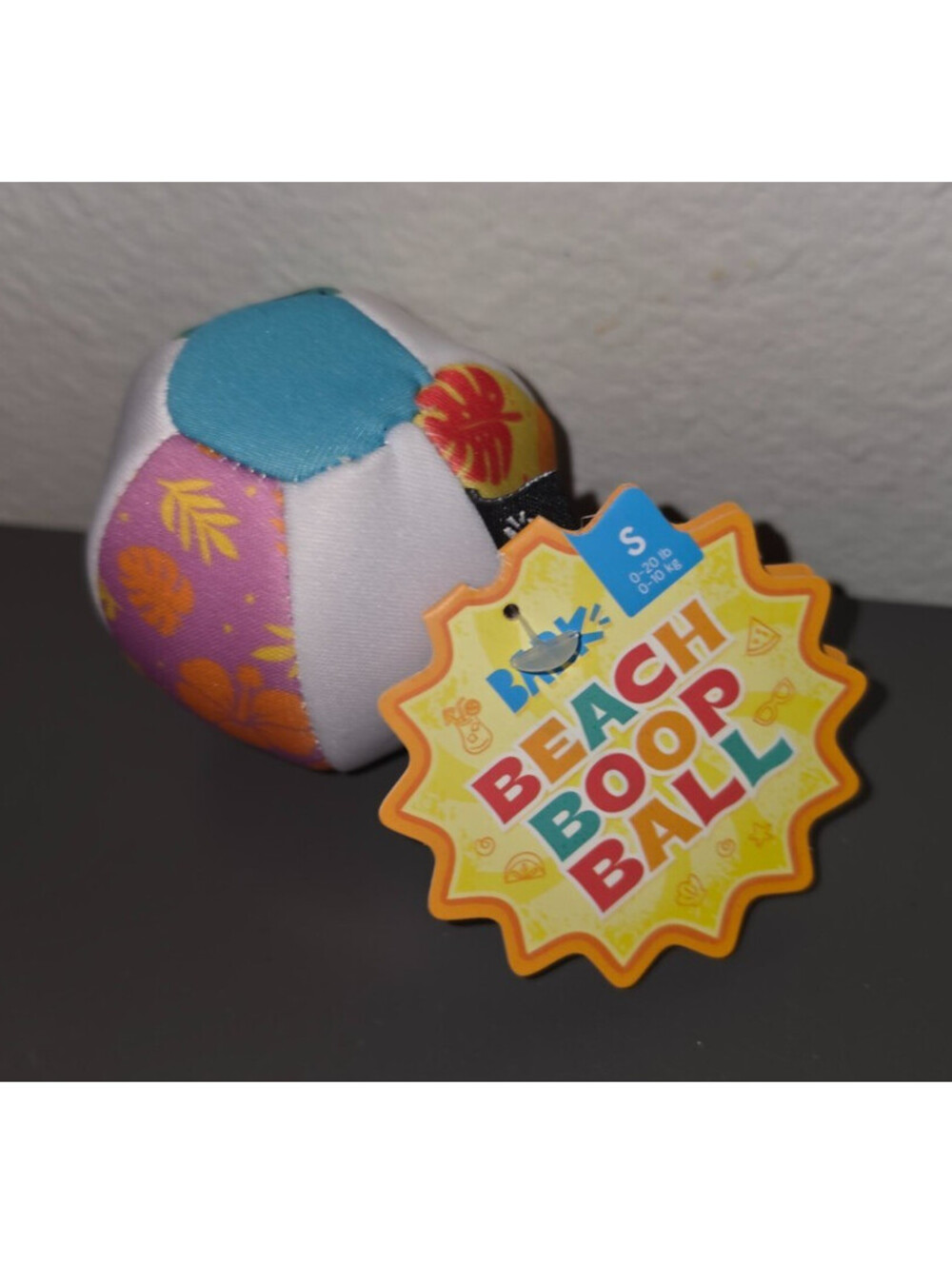 BARKBOX BEACH BOOP BALL SMALL DOG TOY TROPICAL FLORAL SQUEAKER SQUEAKY NWT